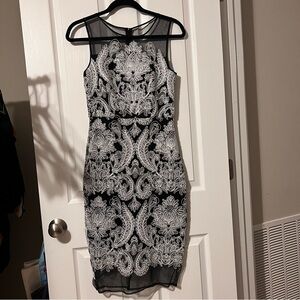 Black Label Black and White Floral Midi Dress